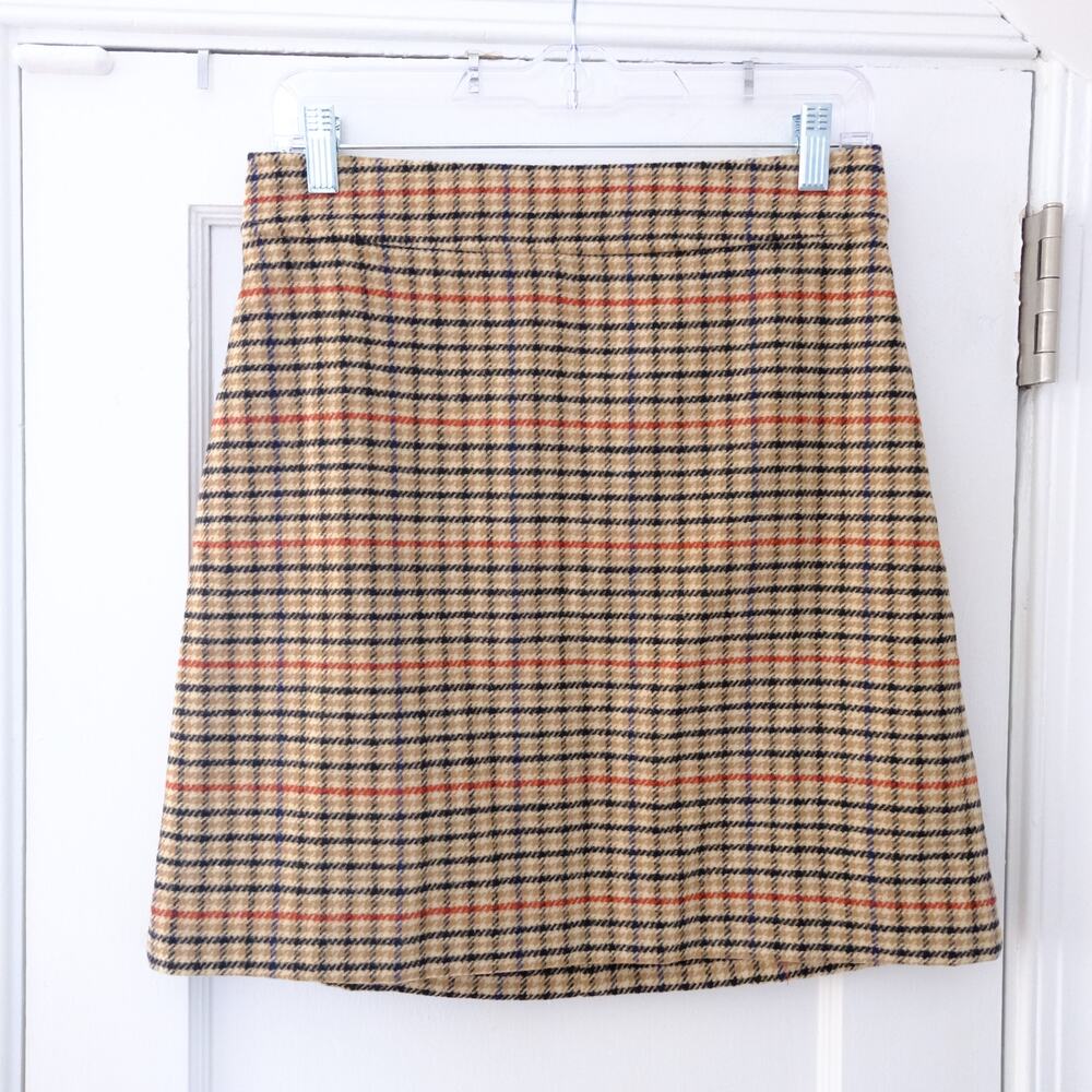 NWT J. Crew Factory Size 4 Wool Blend Plaid Houndstooth Mini Skirt